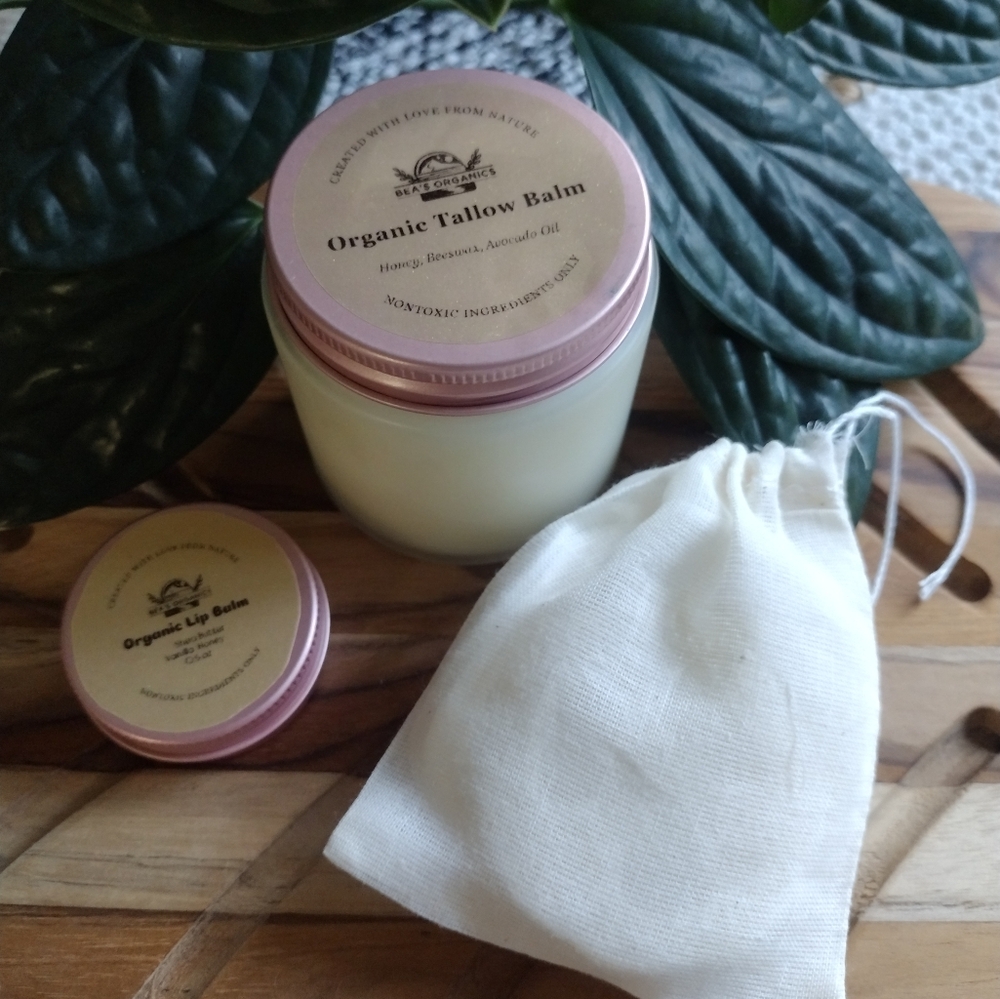 Gift Set 🎁 Organic Tallow Balm with Honey and Electrolytes 4oz and Lip Balm. - Picture 2 of 6